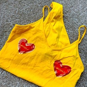 Yellow “love myself” bodysuit :)